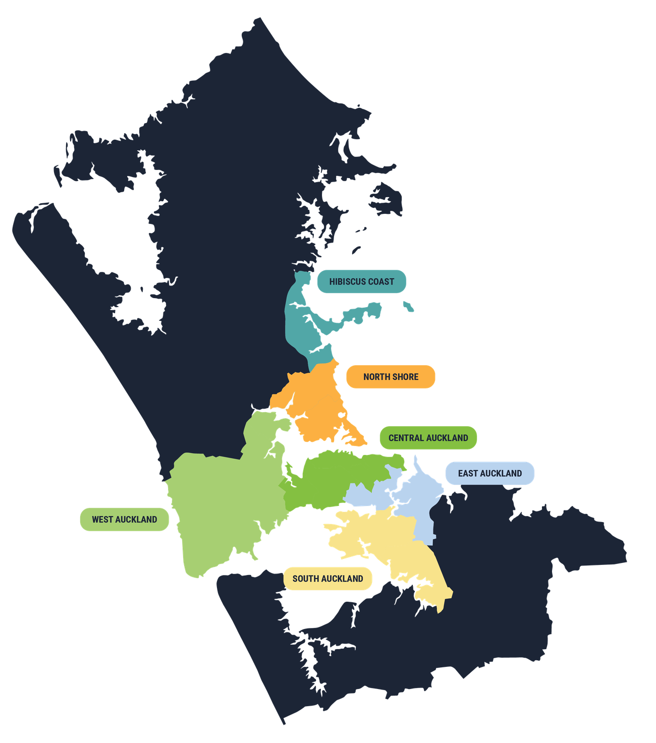 Auckland service area map